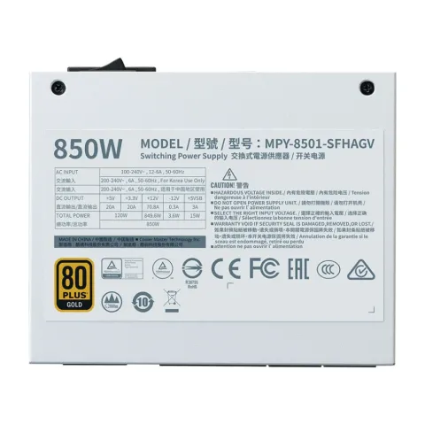پاور 850 وات کولر مستر V850 SFX GOLD V2 ATX 3.0 WHITE EDITION - تصویر ۵