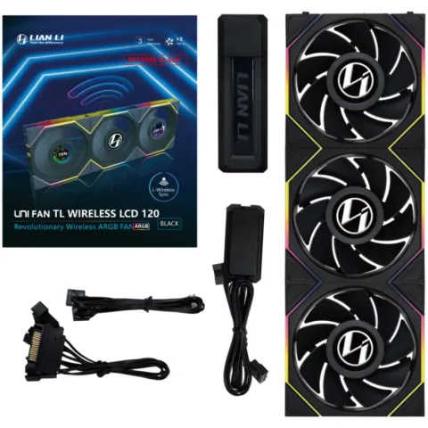 فن کیس لیان لی LIAN LI UNI FAN TL LCD WIRELESS 120 3x1 BLACK REVERSE - تصویر ۱۰