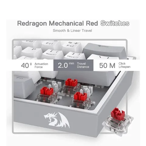 کیبورد ردراگون REDRAGON K617 FIZZ GREY-WHITE RGB - تصویر ۶