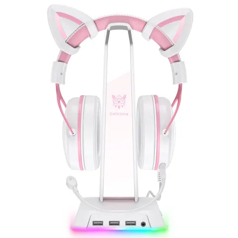 پایه هدست + هاب USB اونیکوما ONIKUMA STAND + USB UHB RGB ST2 WHITE - تصویر ۵