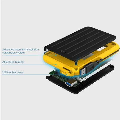 هارد اکسترنال سیلیکون پاور HDD Silicon Power Armor A66 2TB YELLOW USB 3.2 GEN 1 - تصویر ۳
